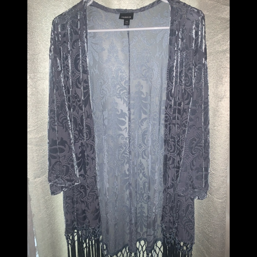 Torrid size 1/2 burnout and tassels velvet kimono